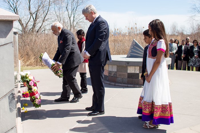Modi and Harper at Air India Bombing Memorial in 2015