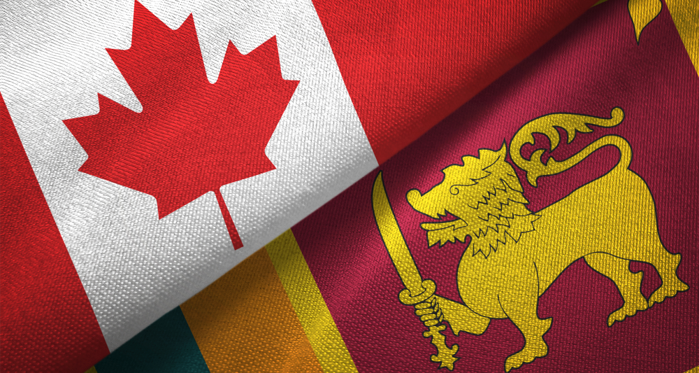 Canada and Sri Lanka flags combined as display