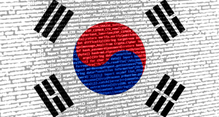 South Korea map with coding in the background