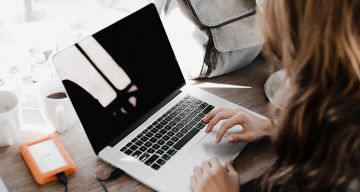 student working at computer