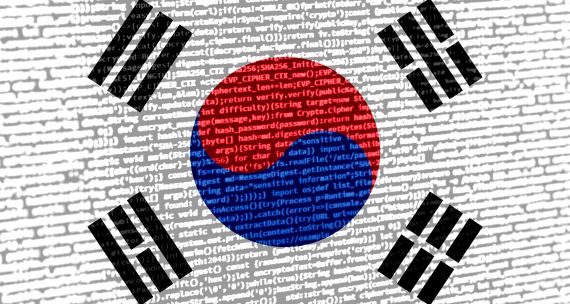 South Korea map with coding in the background