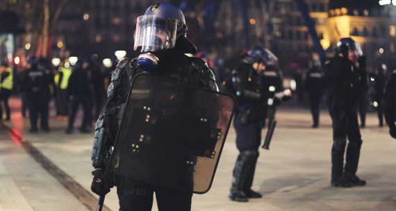 security forces patrol street