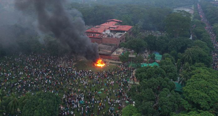 Protesters storm the prime minister's residence in Bangladesh